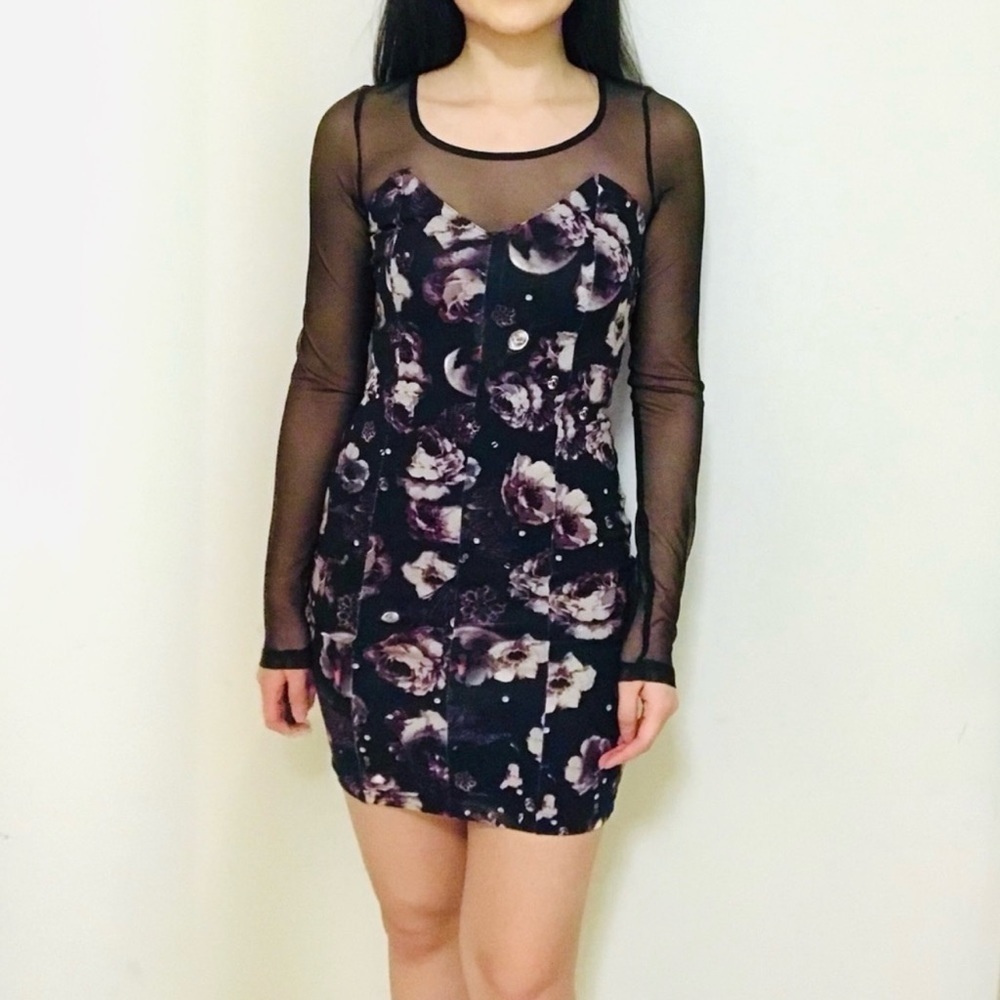 H&M Floral Print Mesh Print Dress in Size 10
